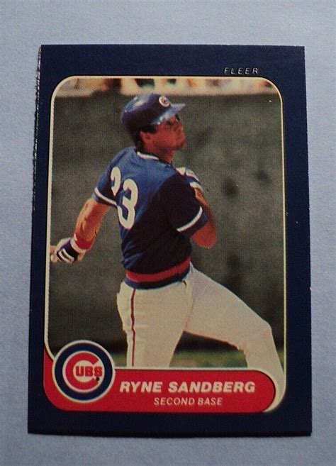 1986 Fleer Mini Baseball Card 80 Ryne Sandberg Chiago Cubs EX AUCT