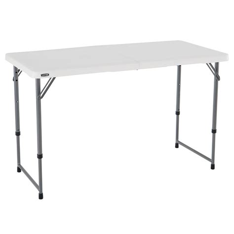 Lifetime 4 Ft Fold In Half Adjustable Table White Granite 4428