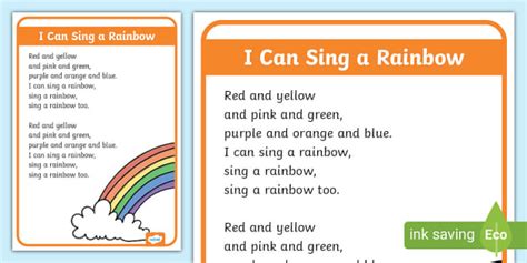 I Can Sing A Rainbow Lyric Poster Teacher Made Twinkl