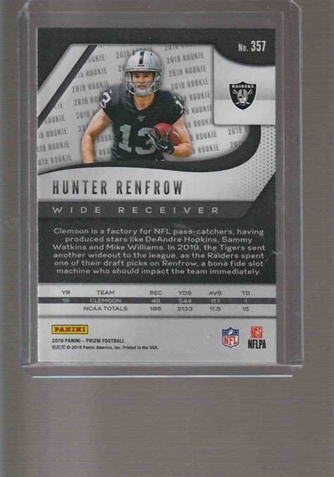 2019 Panini Prizm Football Hunter Renfrow Rc 357 Las Vegas Raiders