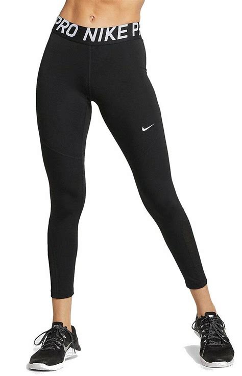 Nike Pro Tight Fit Black Length Collant Legging Workout Yoga Women