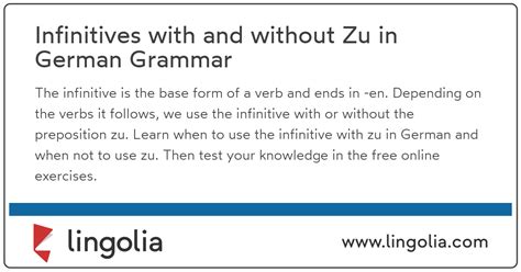 Infinitives With And Without Zu In German Grammar