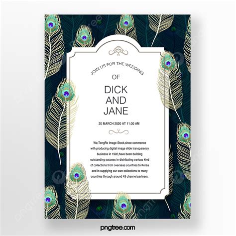 Green Luxury Peacock Feather Wedding Invitation Template Download On