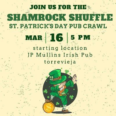 Shamrock Shuffle St Patricks Day Pub Crawl JP Mullins Irish Pub