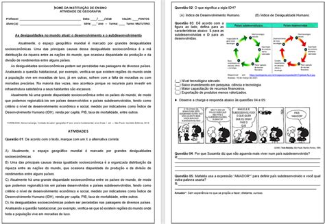 Arquivos Atividade Geografia Desigualdades Sociais NerdProfessor