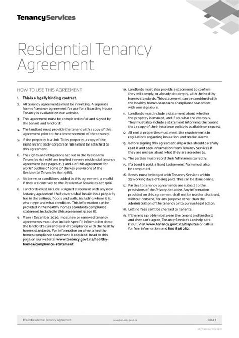 Agreement Contract Sample 48232 Residential Tenancy Agreement