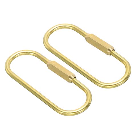 Uxcell Brass Key Ring 2 Pack Gold Brass Screw Lock Clip Keychain