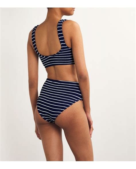 Hunza G Striped Nadine Bikini In Blue Lyst Uk