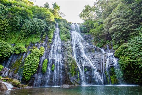 Banyumala Twin Waterfall In Bali Indonesia Stock Image Image Of