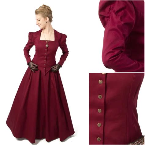 History Customer Made Red Victorian Dress 1860s Civil War Dress