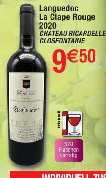 Promo Languedoc La Clape Rouge Ch Teau Ricardelle Clasfontaine