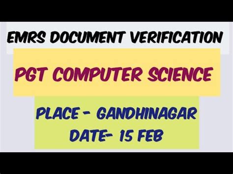 Emrs Document Verification Update Emrs Pgt Computer Science