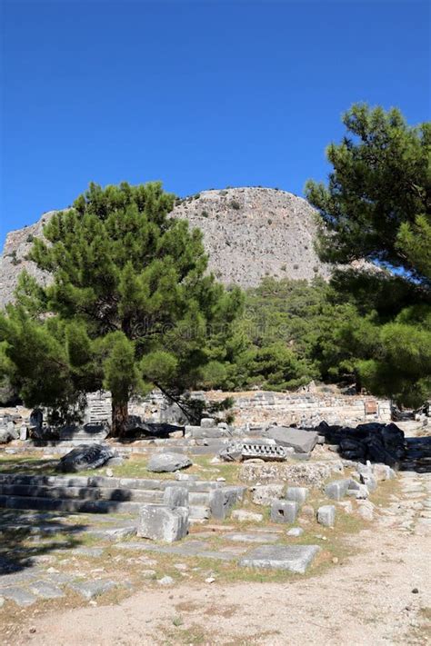 Landscape With The Ruins Of Agora In Ancient City Priene With Mountain