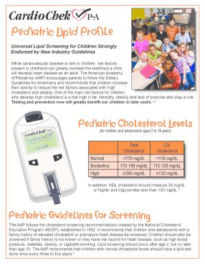 Fillable Online Pediatric Lipid Profile Fax Email Print Pdffiller