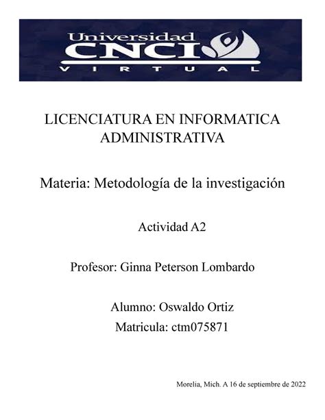 Actividad M Metodologia De La Investigacion Oswaldo Ortiz