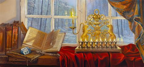 Jewish Painting: Hanukkah Lights by Alex Levin