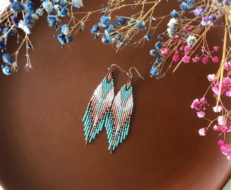 Fringe Beaded Earrings Tribal Seed Bead Earrings Ethnic Etsy