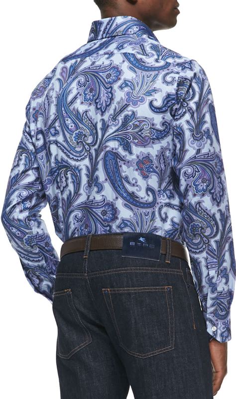 Etro Textured Paisley Sport Shirt Light Blue 415 Neiman Marcus