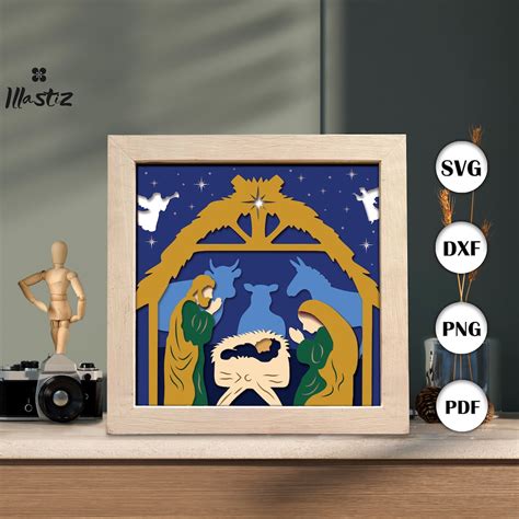 Nativity Shadow Box Svg Nativity Paper Cut Light Box D Nativity