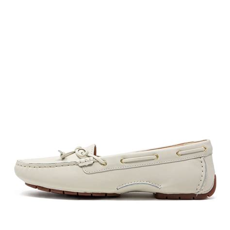 Clarks C Mocc Boat2 White Black Leather 121 Shoes