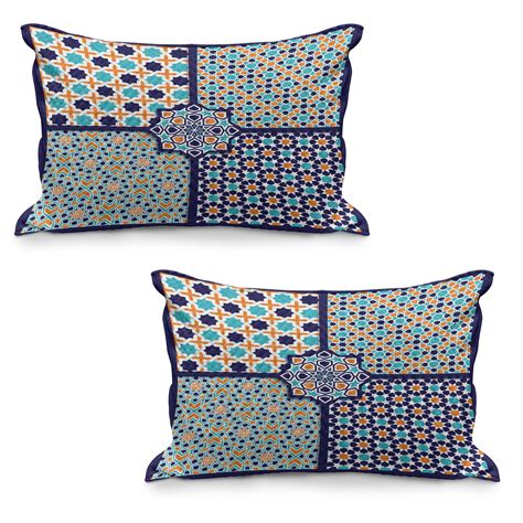 Orient Quilted Pillowcover Set Of Different Ornate Mosaic Patterns