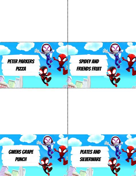 Spidey And His Amazing Friends Printable Food And Snack Labels For