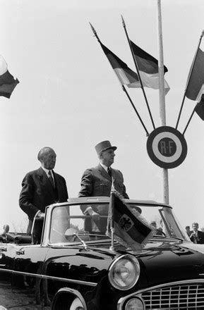 Konrad Adenauer Charles De Gaulle Standing Editorial Stock Photo