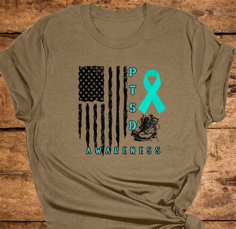 PTSD Awareness Tee Post Traumatic Stress Disorder Shirt Teal Ribbon