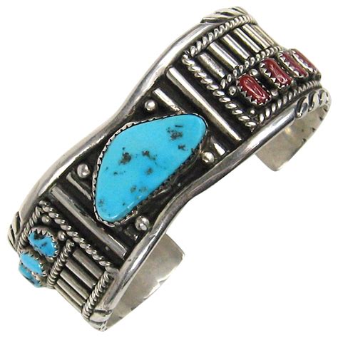 Turquoise Sterling Silver Navajo Cuff Bracelet For Sale At 1stdibs