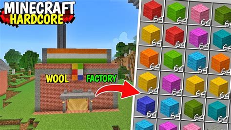 I Built MEGA WOOL FACTORY In MINECRAFT PE HARDCORE MINECRAFT PE