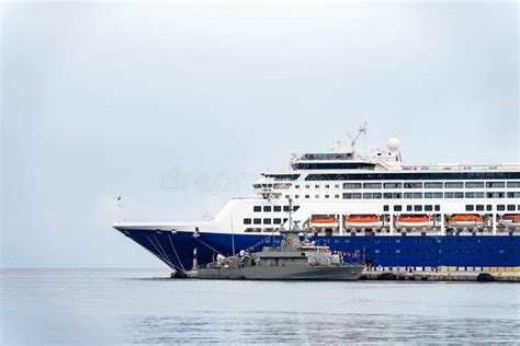 Passenger Ship and Military Patrol Boat Stock Photo - Image of boat ...