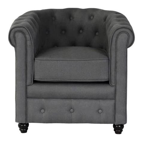 Fauteuil Chesterfield Anthracite Lin Cdiscount Maison