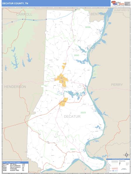 Decatur County, Tennessee Zip Code Wall Map | Maps.com.com