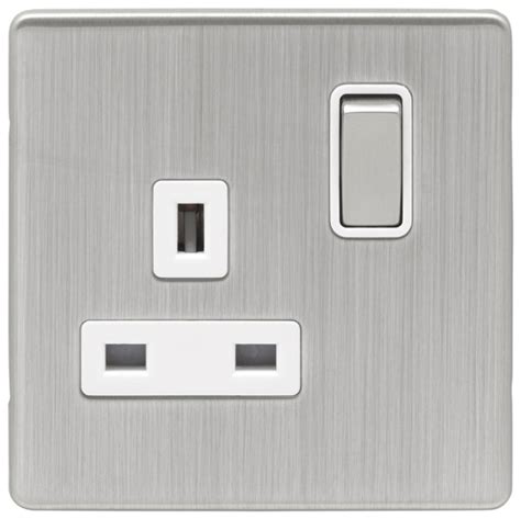 Eurolite Concealed 6mm Satin Nickel 1 Gang 13amp Dp Switched Socket