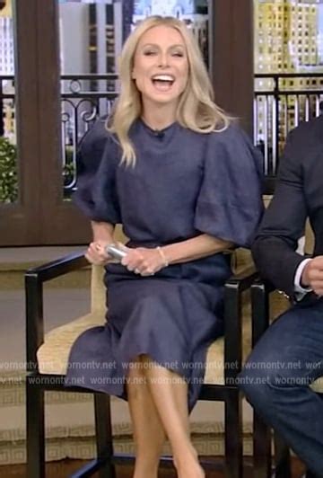 Wornontv Kellys Blue Balloon Sleeve Dress On Live With Kelly And Ryan