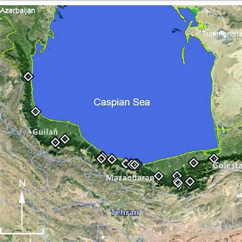 The map of Boxwood in the Hyrcanian forest of Iran. | Download ...