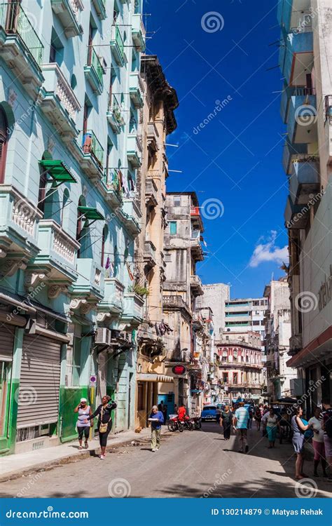 Havana Cuba Feb 22 2016 Life On A Street In Old Havana