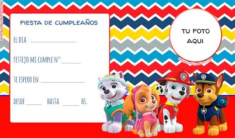 Invitaciones Paw Patrol | Invitaciones de Cumpleaños Infantiles con Foto