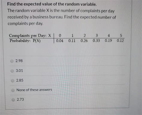 Solved Find The Expected Value Of The Random Variable The Chegg