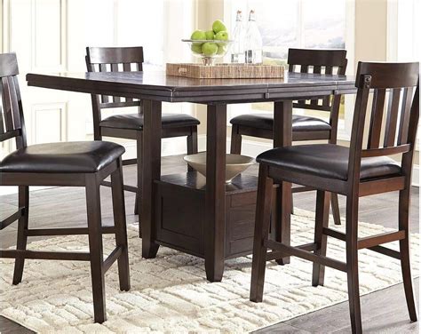 Haddigan Dark Brown Rectangular Extendable Counter Height Dining Table