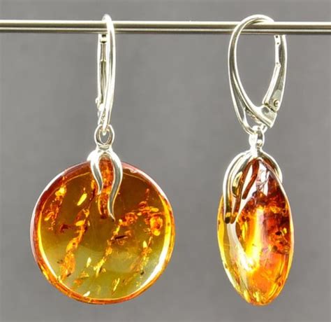 Amber Earrings Made of Precious Colorful Baltic Amber.