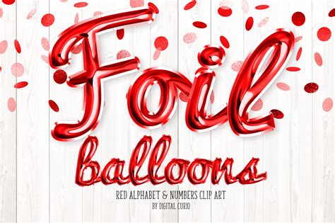 Red Foil Balloon Script Alphabet By Digital Curio TheHungryJPEG