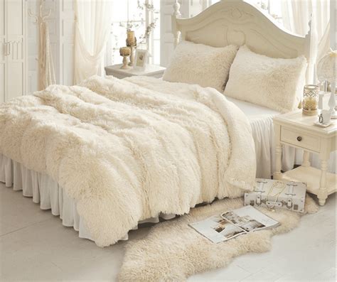 Princess Fluffy Bedding Set Faux Fur Comforter Fuzzy Comforter Unilovers Duvet Bedding