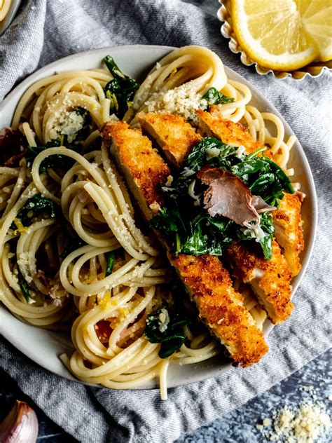 Lemon Arugula Pasta Parmesan Crusted Chicken Whisked Away Kitchen