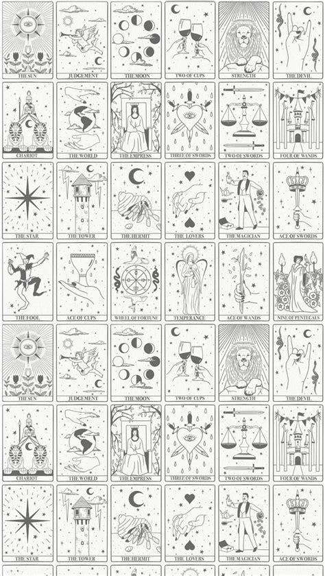 Black And White Tarot Card Pattern Wallpaper Murals Wallpaper In 2021