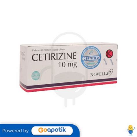 Cetirizine Novell 10 Mg Box 50 Tablet Kegunaan Efek Samping Dosis Dan Aturan Pakai