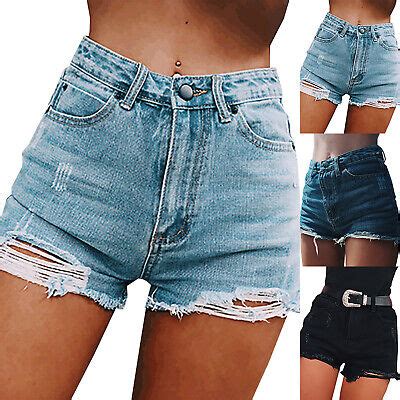 Womens High Waisted Ripped Summer Distressed Denim Jeans Shorts Hot