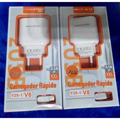 Carregador Uas Portas Usb A Para Iphone V E Type C Hmaston Cabo