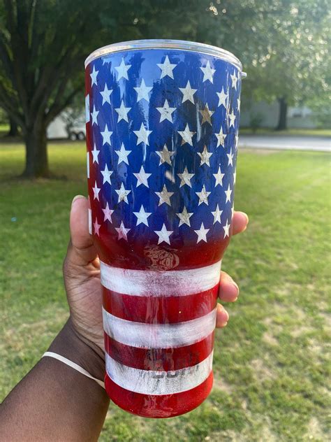 Distressed American Flag Tumbler Etsy