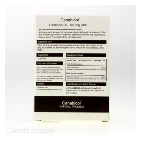 Canabidol Cbd Oil 250mg 500mg 1000mg And 2000mg